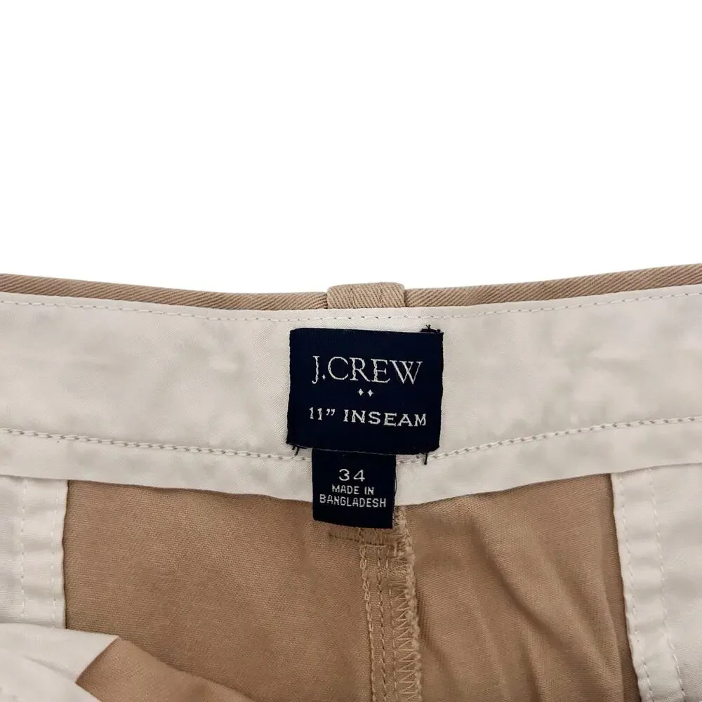J. Crew Tan Flex Chino Flat Front Shorts Sz 34